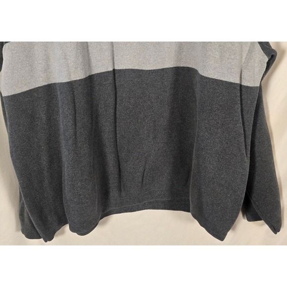 Structure Mens V Neck Sweater Dark Gray Light Gray Navy Stripe XL Cotton Y2K - Picture 11 of 13